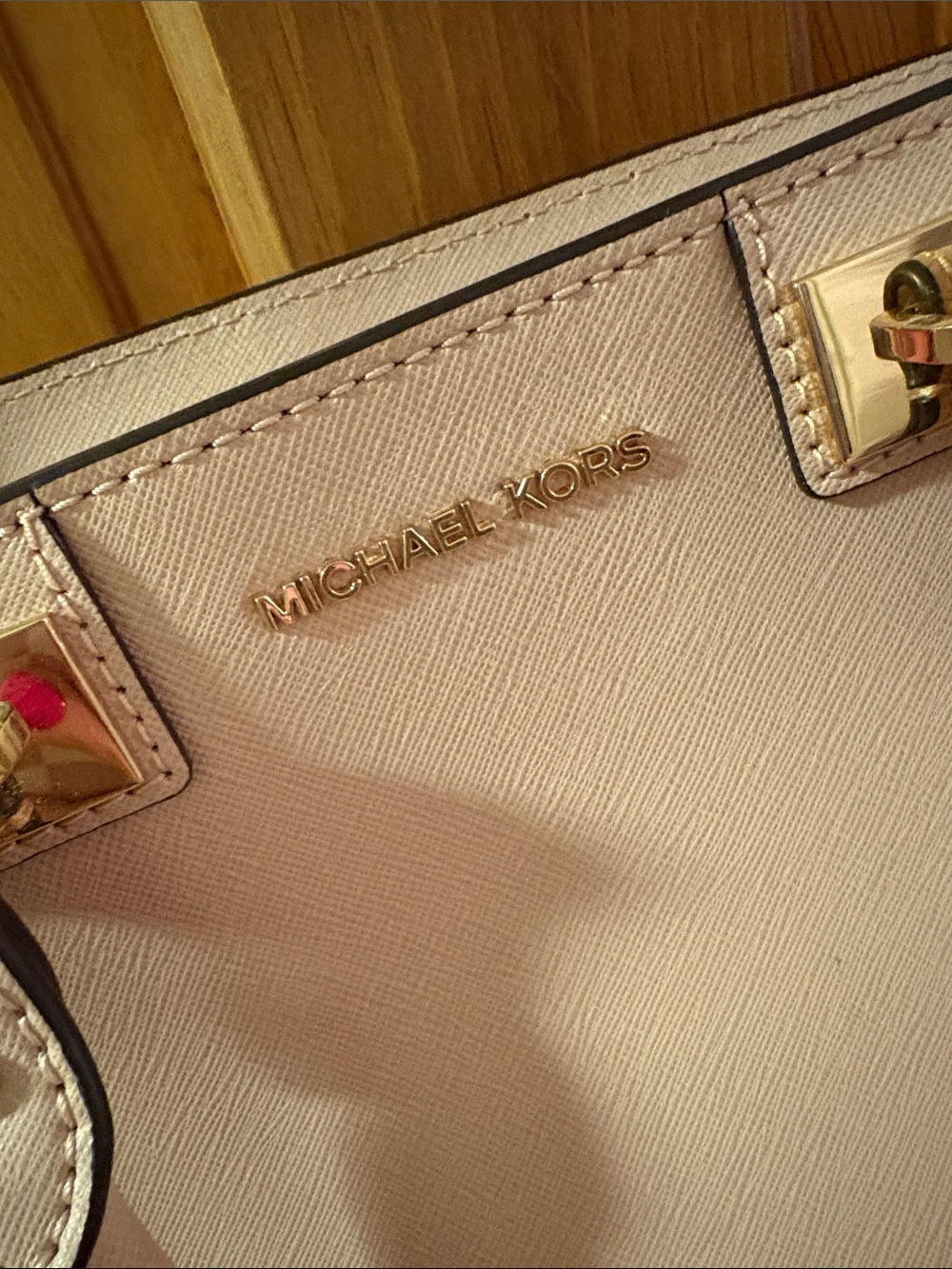 Michael Kors Blush Leather Satchel with Gold-Tone Chain Strap - Picture 2 of 6